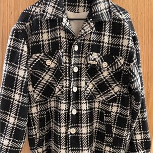 YoungLa Men’s Woven Black and White Plaid Shirt/Jacket